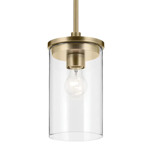 Kichler Lighting Kichler Lighting Crosby Natural Brass Mini-Pendant Light with Cylindrical Shade 43996NBR