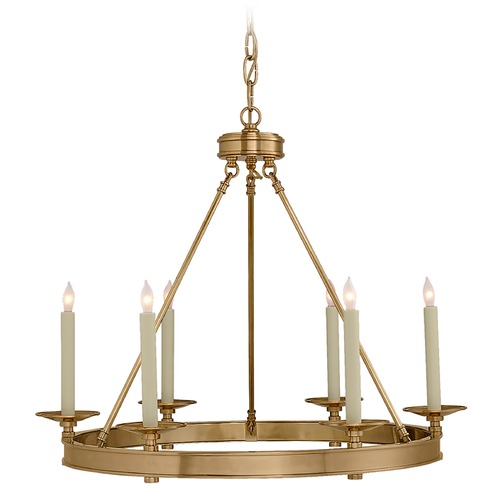 Visual Comfort Signature Collection Chapman & Myers Launceton Ring Chandelier in Brass by Visual Comfort Signature CHC1600AB