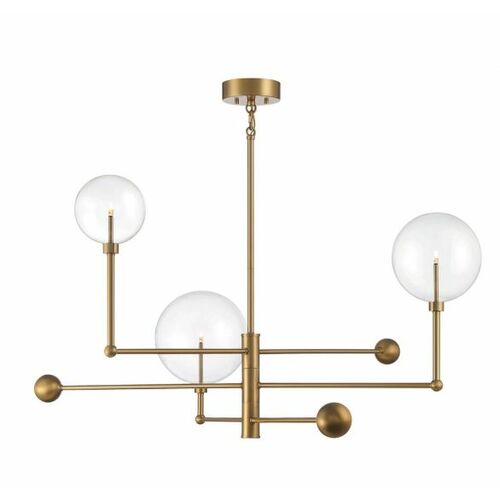 Meridian 3-Light Modern Chandelier in Natural Brass by Meridian M100100NB