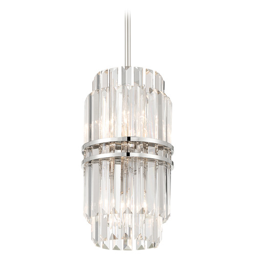 Crystorama Lighting Crystorama Lighting Hayes Polished Nickel Mini-Pendant Light with Cylindrical Shade HAY-1401-PN