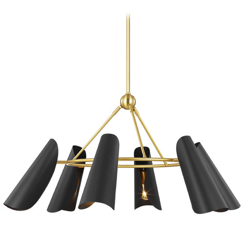 Visual Comfort Studio Collection Visual Comfort Studio Collection Aerin Tresa Burnished Brass & Midnight Black Chandelier AEC1036BBSMBK
