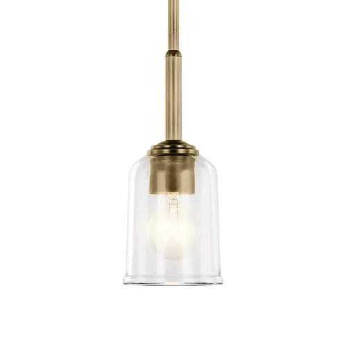 Kichler Lighting Kichler Lighting Shailene Natural Brass Mini-Pendant Light with Bowl / Dome Shade 43674NBRCLR
