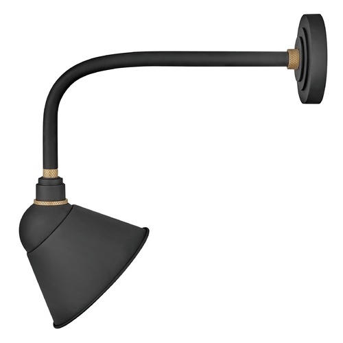 Hinkley Foundry 9-Inch Wide Textured Black & Brass Barn Light by Hinkley Lighting 10918TK