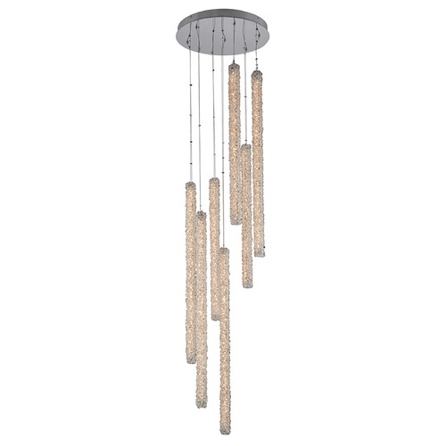 Allegri Lighting Allegri Crystal Lina Polished Chrome LED Multi-Light Pendant with Cylindrical Shade 035558-010-FR001
