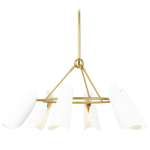 Visual Comfort Studio Collection Visual Comfort Studio Collection Aerin Tresa Burnished Brass & Matte White Chandelier AEC1036BBSMWT