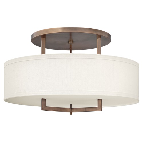 Hinkley Modern Semi-Flushmount Light with White Shade in Brushed Bronze by Hinkley Lighting 3211BR