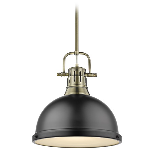 Golden Lighting Duncan Large Pendant in Aged Brass and Matte Black by Golden Lighting 3604-LAB-BLK