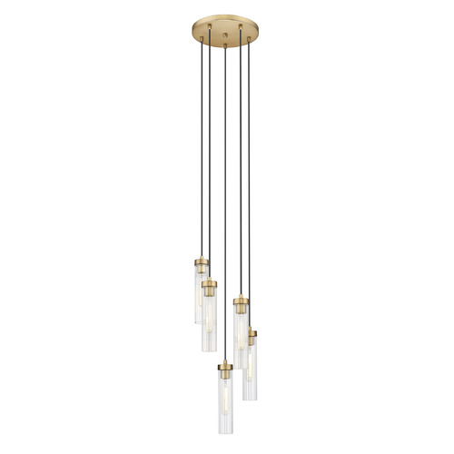 Z-Lite Z-Lite Beau Rubbed Brass Multi-Light Pendant with Cylindrical Shade 740P-5R-RB