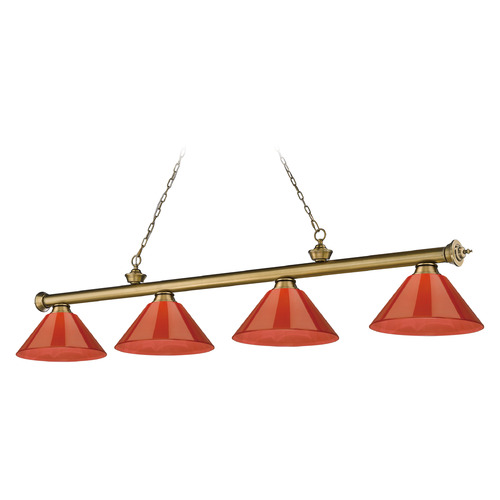 Z-Lite Cordon Rubbed Brass Billiard Light by Z-Lite 2306-4RB-PRD