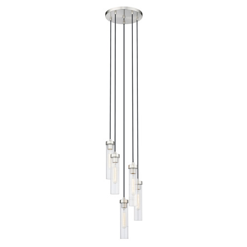 Z-Lite Z-Lite Beau Brushed Nickel Multi-Light Pendant with Cylindrical Shade 740P-5R-BN