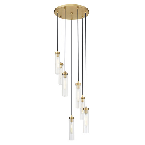 Z-Lite Z-Lite Beau Rubbed Brass Multi-Light Pendant with Cylindrical Shade 740P-7R-RB
