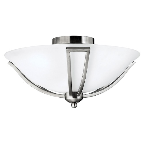 Hinkley Semi-Flushmount Light with White Glass in Brushed Nickel by Hinkley Lighting 4660BN