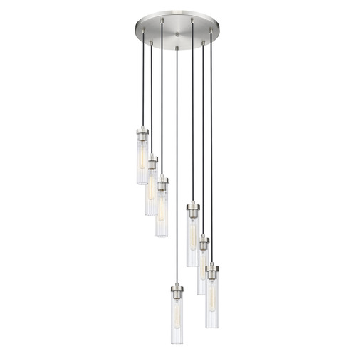 Z-Lite Z-Lite Beau Brushed Nickel Multi-Light Pendant with Cylindrical Shade 740P-7R-BN