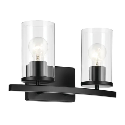 Kichler Lighting Crosby 2-Light Vanity Light in Black by Kichler Lighting 45496BKCLR