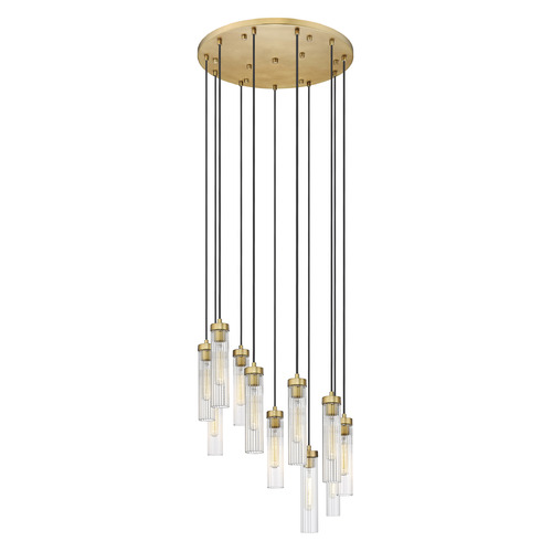 Z-Lite Z-Lite Beau Rubbed Brass Multi-Light Pendant with Cylindrical Shade 740P-11R-RB