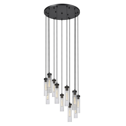 Z-Lite Z-Lite Beau Matte Black Multi-Light Pendant with Cylindrical Shade 740P-11R-MB