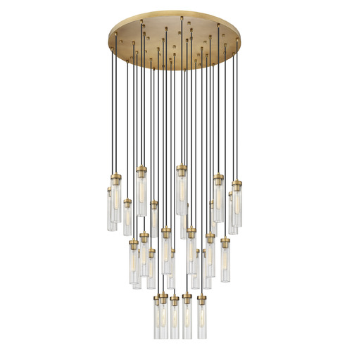 Z-Lite Z-Lite Beau Rubbed Brass Multi-Light Pendant with Cylindrical Shade 740P-27R-RB