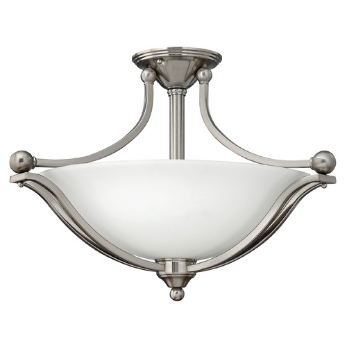Hinkley Semi-Flushmount Light with White Glass in Brushed Nickel by Hinkley Lighting 4669BN