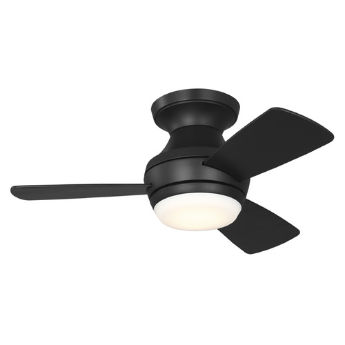 Visual Comfort Fan Collection Visual Comfort Fan Collection Ikon 32 Hugger LED Midnight Black LED Ceiling Fan with Light 3IKHR32MBKD