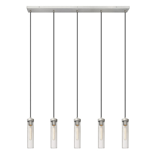 Z-Lite Z-Lite Beau Brushed Nickel Multi-Light Pendant with Cylindrical Shade 740P-5L-BN