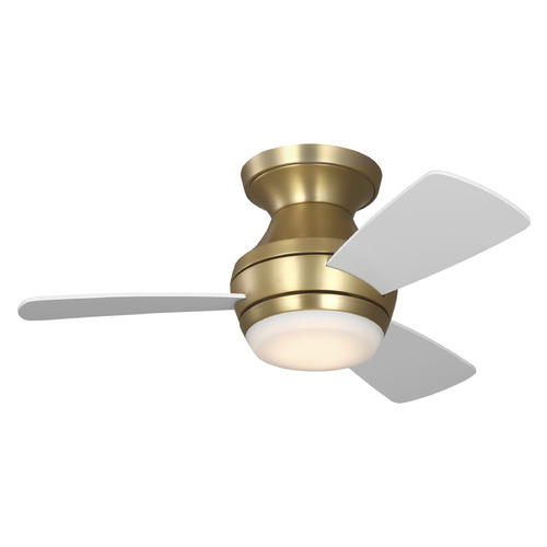 Visual Comfort Fan Collection Visual Comfort Fan Collection Ikon 32 Hugger LED Burnished Brass LED Ceiling Fan with Light 3IKHR32BBSD