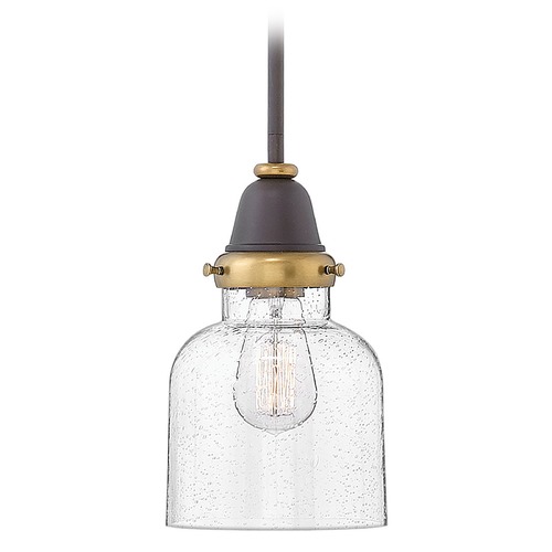 Hinkley Oil Rubbed Bronze Industrial Seeded Glass Pendant Light by Hinkley Lighting 67073OZ