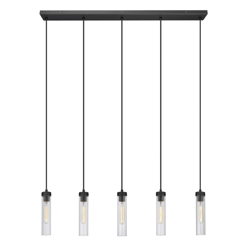 Z-Lite Z-Lite Beau Matte Black Multi-Light Pendant with Cylindrical Shade 740P-5L-MB