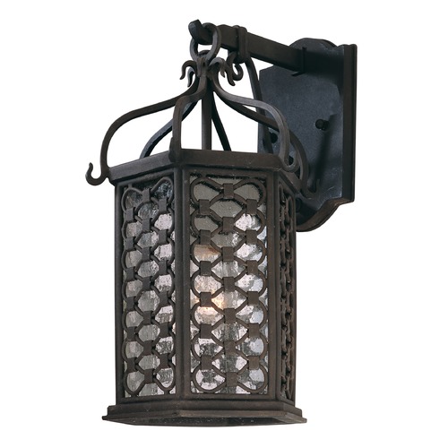 Troy Lighting Los Olivos 15.25-Inch Seeded Glass Outdoor Wall Light in Old Iron by Troy Lighting B2372OI