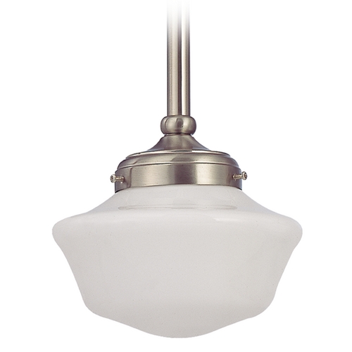 Design Classics Lighting 8-Inch Schoolhouse Mini-Pendant Light in Satin Nickel FA4-09 / GA8