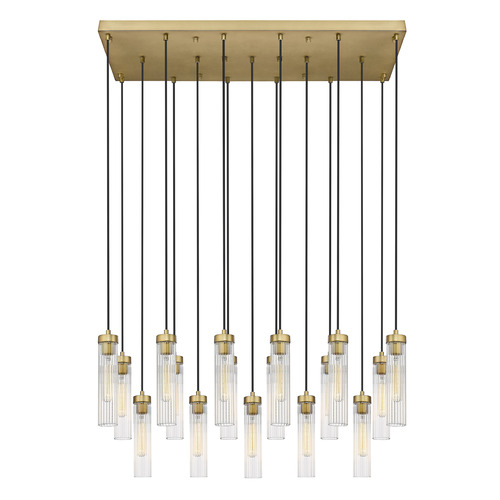 Z-Lite Z-Lite Beau Rubbed Brass Multi-Light Pendant with Cylindrical Shade 740P-17L-RB