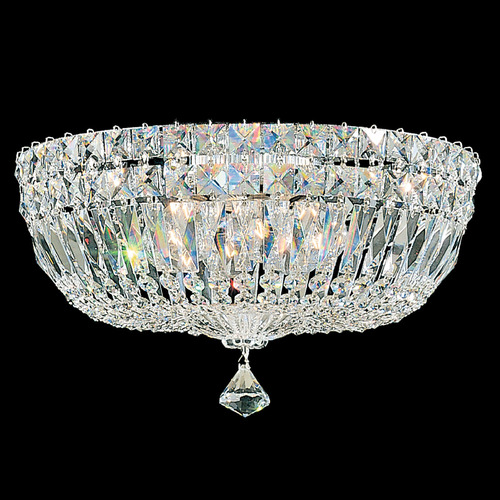 Schonbek Lighting Schonbek Worldwide Lighting Petit Crystal Deluxe Polished Silver Flushmount Light 5893-40O