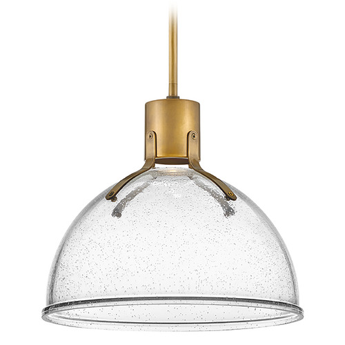 Hinkley Argo 14-Inch Heritage Brass & Clear Seeded LED Pendant by Hinkley 3487HB-CS