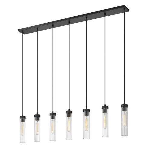 Z-Lite Z-Lite Beau Matte Black Multi-Light Pendant with Cylindrical Shade 740P-7L-MB