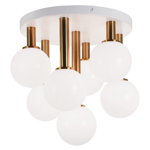 Matteo Lighting Stellar Aged Gold & Matte White Semi-Flush Mount by Matteo Lighting X75307AGOP
