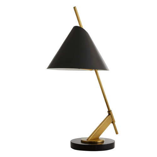 Arteriors Home Lighting Jenkins Desk Lamp in Antique Brass & Black Marble by Arteriors Home 49236