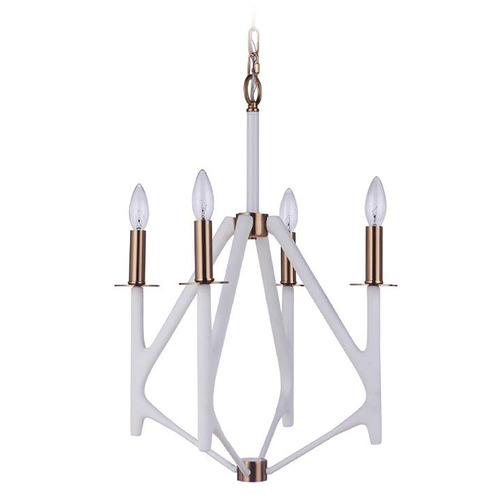 Craftmade Lighting the Reserve Matte White & Satin Brass Chandelier by Craftmade Lighting 55534-MWWSB