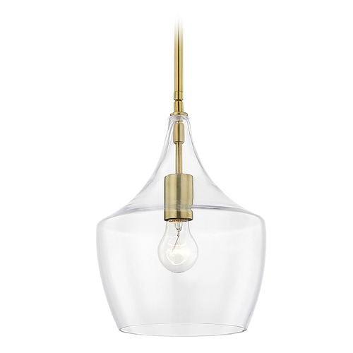 Design Classics Lighting Design Classics Serra Satin Brass Pendant Light with Bowl / Dome Shade 1813-12