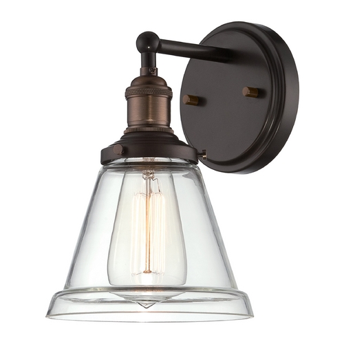 Nuvo Lighting Sconce Wall Light with Clear Glass in Rustic Bronze by Nuvo Lighting 60/5512