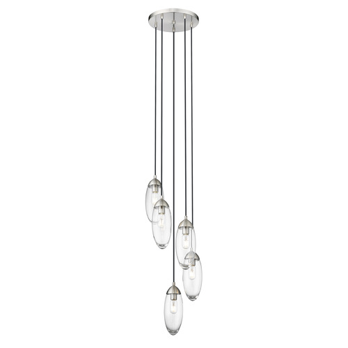 Z-Lite Z-Lite Arden Brushed Nickel Multi-Light Pendant with Oblong Shade 651P-5R-BN