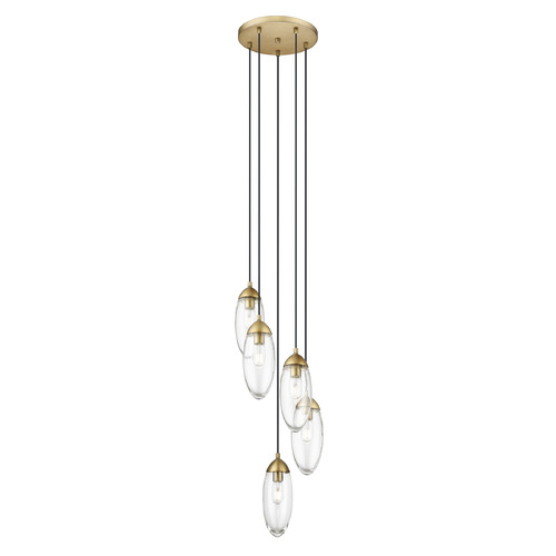Z-Lite Z-Lite Arden Rubbed Brass Multi-Light Pendant with Oblong Shade 651P-5R-RB