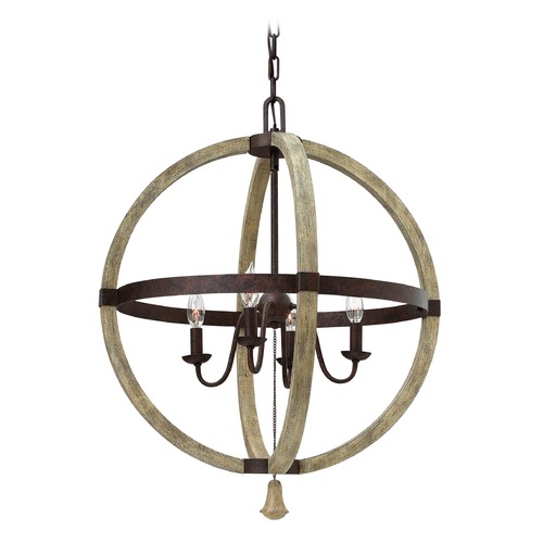 Fredrick Ramond Middlefield 24-Inch Wide Orb Chandelier in Iron Rust & Weathered Ash by Fredrick Ramond FR40564IRR