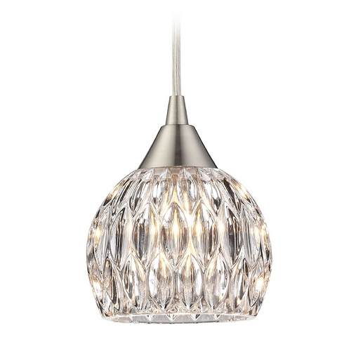 Elk Lighting Kersey Crystal Mini Pendant in Satin Nickel by Elk Lighting 10342/1