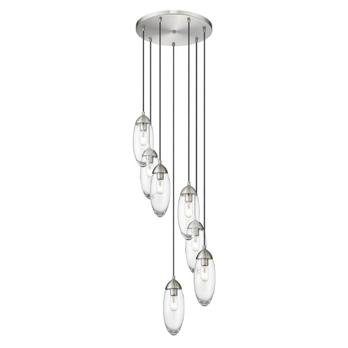 Z-Lite Z-Lite Arden Brushed Nickel Multi-Light Pendant with Oblong Shade 651P-7R-BN