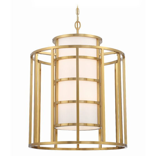 Crystorama Lighting Crystorama Lighting Hulton Luxe Gold Pendant Light with Cylindrical Shade 9597-LG