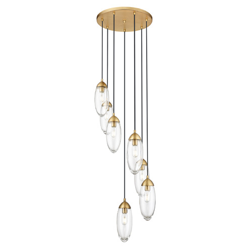 Z-Lite Z-Lite Arden Rubbed Brass Multi-Light Pendant with Oblong Shade 651P-7R-RB