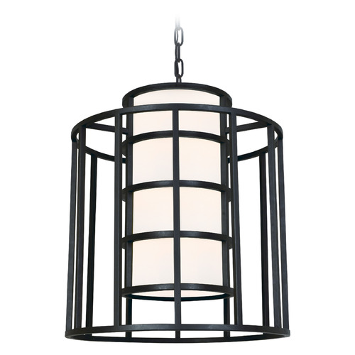 Crystorama Lighting Crystorama Lighting Hulton Matte Black Pendant Light with Cylindrical Shade 9597-MK