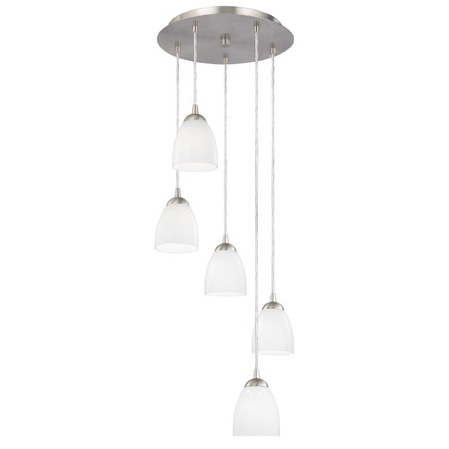 Design Classics Lighting Modern Multi-Light Pendant Light with White Glass and 5-Lights 580-09 GL1024MB