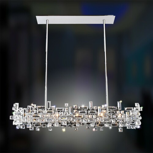Allegri Lighting Vermeer 8-Light Crystal Linear Pendant in Chrome by Allegri Crystal 11199-010-FR001