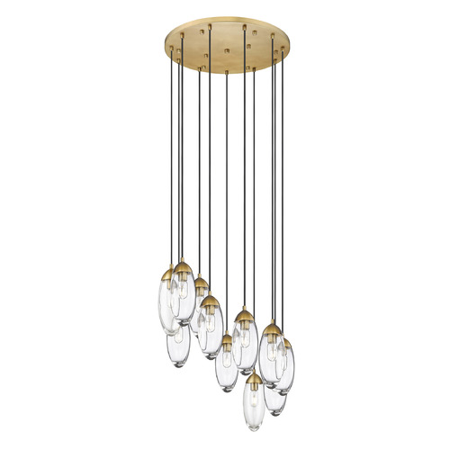 Z-Lite Z-Lite Arden Rubbed Brass Multi-Light Pendant with Oblong Shade 651P-11R-RB