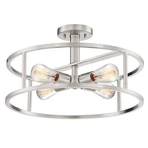 Quoizel Lighting New Harbor 4-Light Open Semi-Flush Mount in Brushed Nickel by Quoizel Lighting NHR1718BN